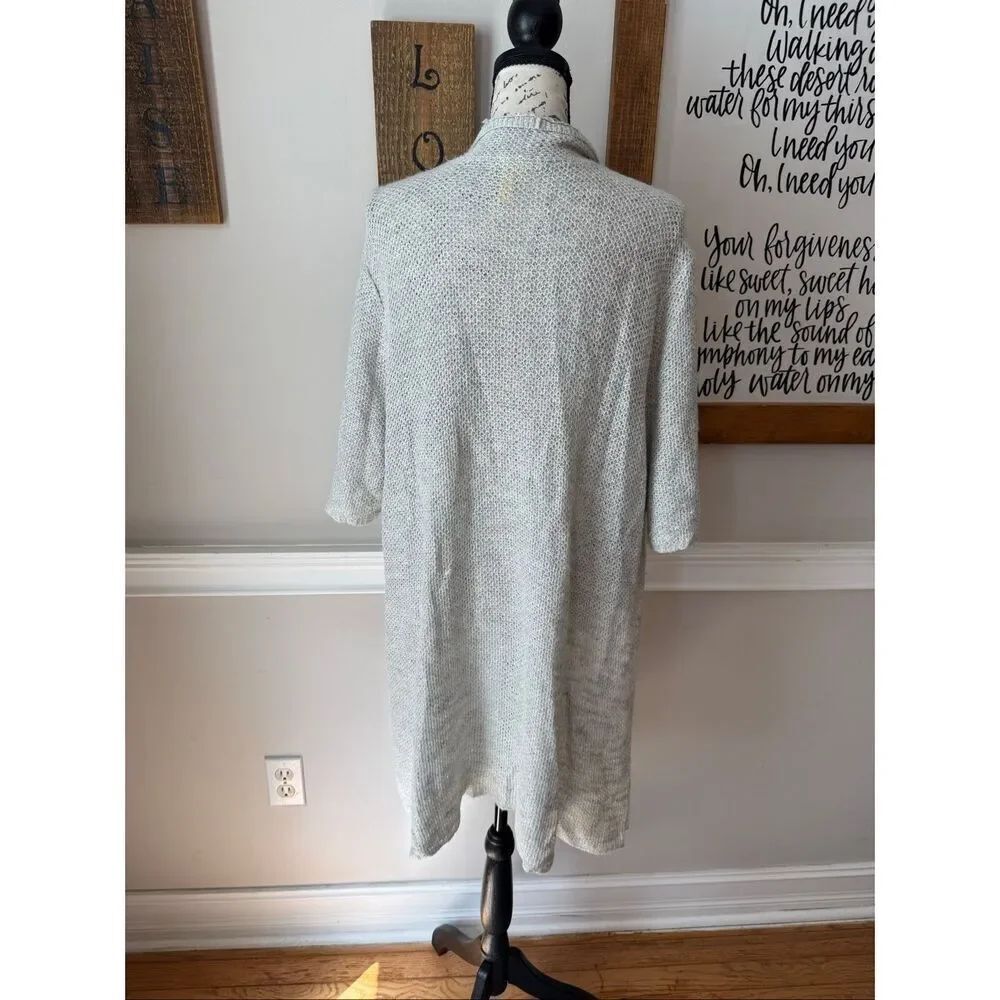 Eileen Fisher Women's Linen Blend Open Knit Longline Cardigan Sweater Gray Sz 2X - Picture 4 of 10